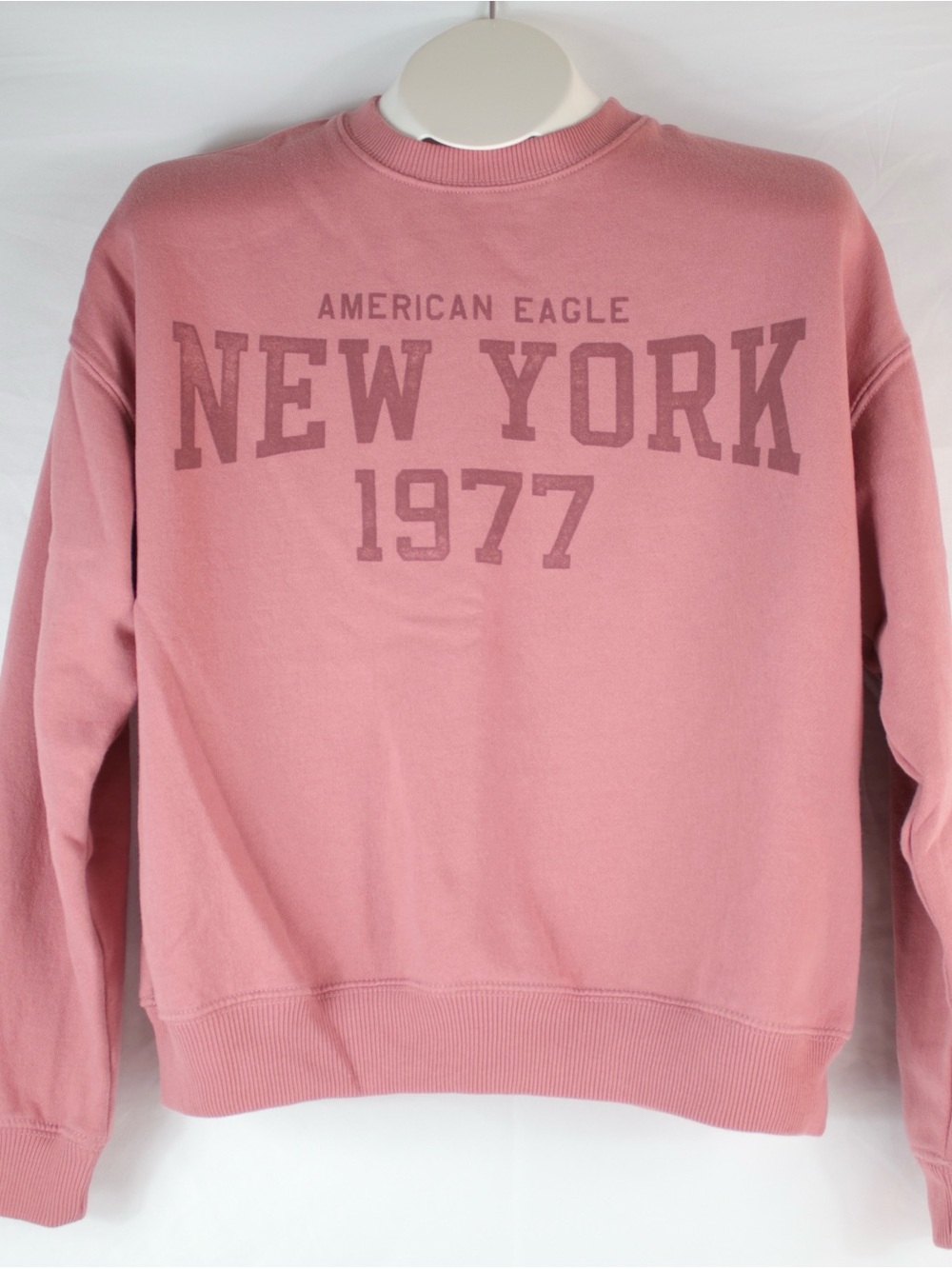 American Eagle Pink Long Sleeve Graphic Crewneck Sweater Womens Size XS - NWOT
